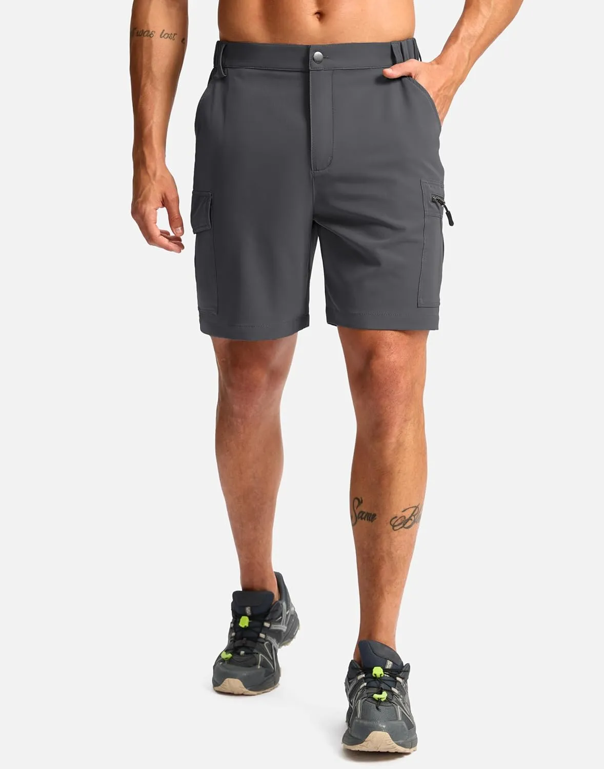 Pudolla Men's Hiking Cargo Shorts 7" Lightweight Quick Dry Casual Work Shorts for Men Summer Travel Golf with 5 Pockets