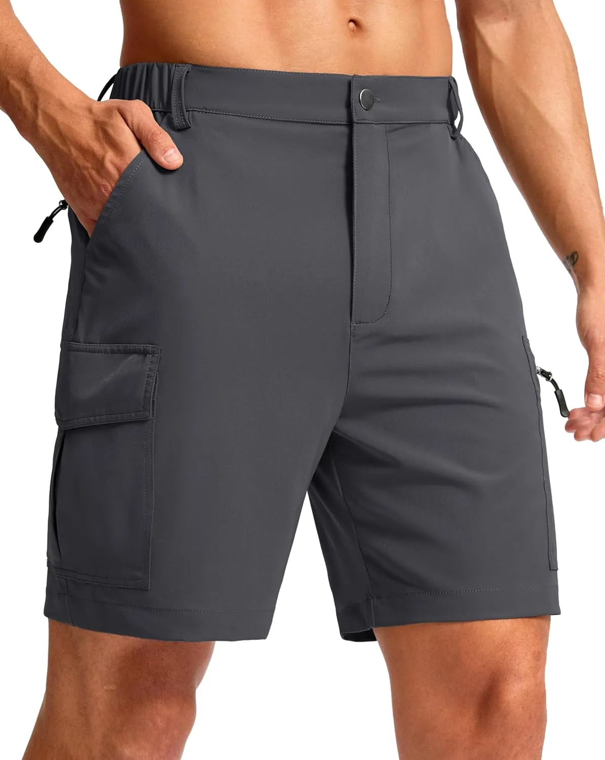 Pudolla Men's Hiking Cargo Shorts 7" Lightweight Quick Dry Casual Work Shorts for Men Summer Travel Golf with 5 Pockets