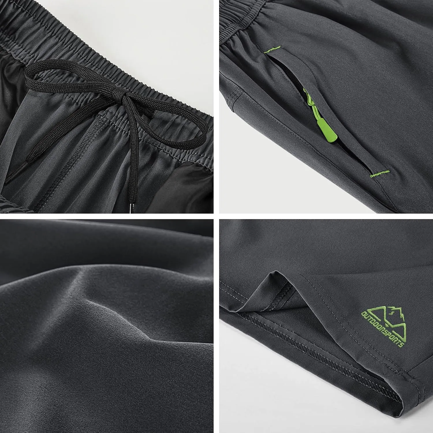 Rdruko Men's Quick Dry Hiking Shorts Lightweight Running Gym Outdoor Active Shorts with Zipper Pockets