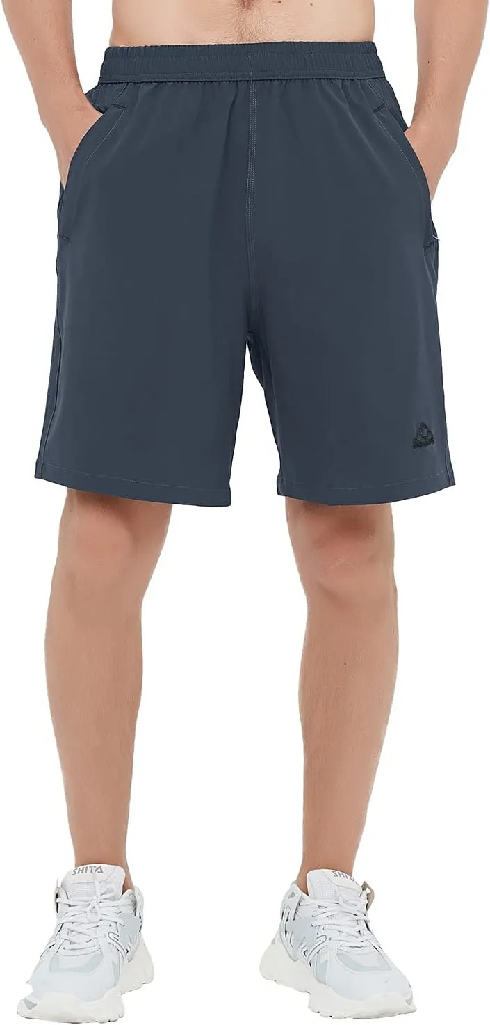 Rdruko Men's Quick Dry Hiking Shorts Lightweight Running Gym Outdoor Active Shorts with Zipper Pockets