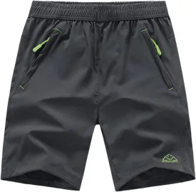 Rdruko Men's Quick Dry Hiking Shorts Lightweight Running Gym Outdoor Active Shorts with Zipper Pockets