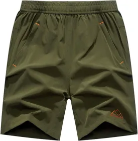 Rdruko Men's Quick Dry Hiking Shorts Lightweight Running Gym Outdoor Active Shorts with Zipper Pockets