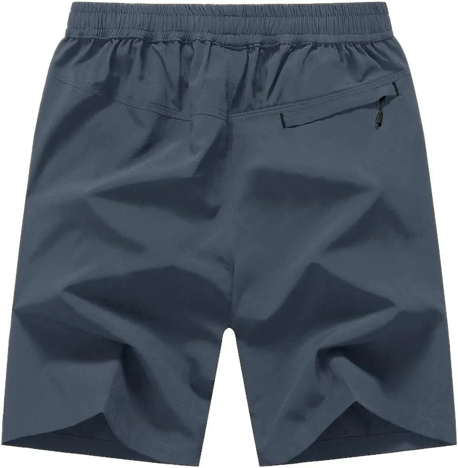 Rdruko Men's Quick Dry Hiking Shorts Lightweight Running Gym Outdoor Active Shorts with Zipper Pockets