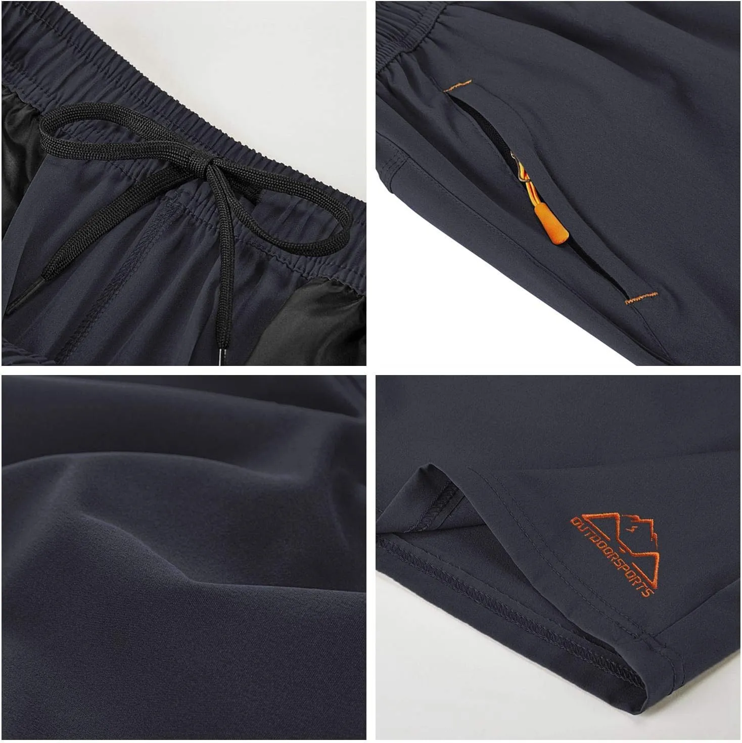 Rdruko Men's Quick Dry Hiking Shorts Lightweight Running Gym Outdoor Active Shorts with Zipper Pockets