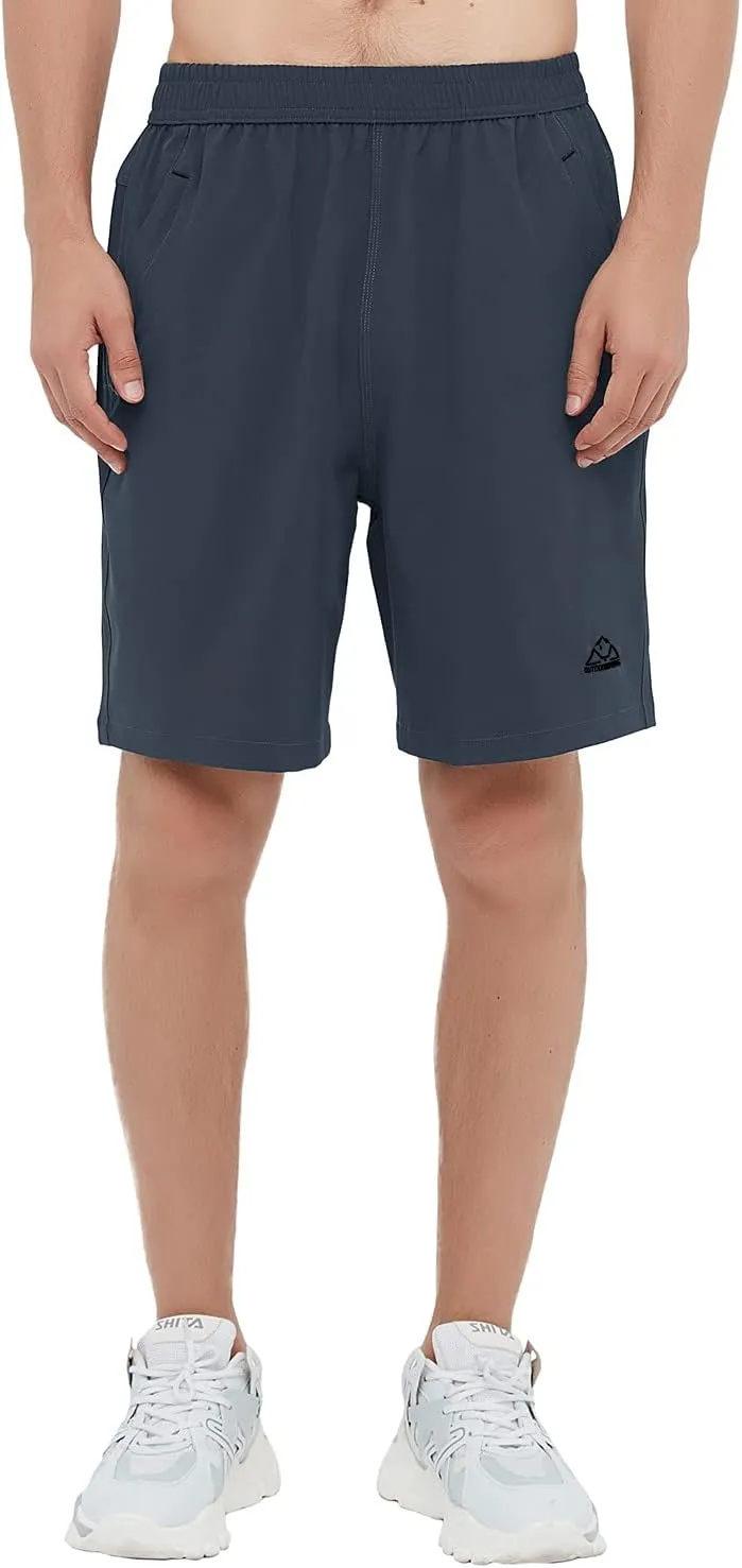 Rdruko Men's Quick Dry Hiking Shorts Lightweight Running Gym Outdoor Active Shorts with Zipper Pockets
