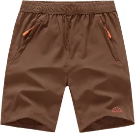 Rdruko Men's Quick Dry Hiking Shorts Lightweight Running Gym Outdoor Active Shorts with Zipper Pockets