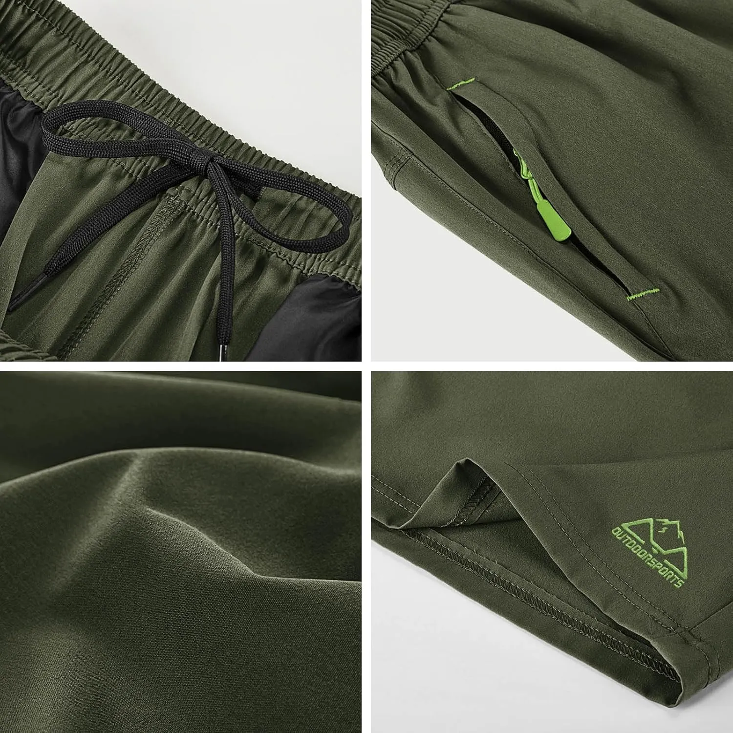 Rdruko Men's Quick Dry Hiking Shorts Lightweight Running Gym Outdoor Active Shorts with Zipper Pockets