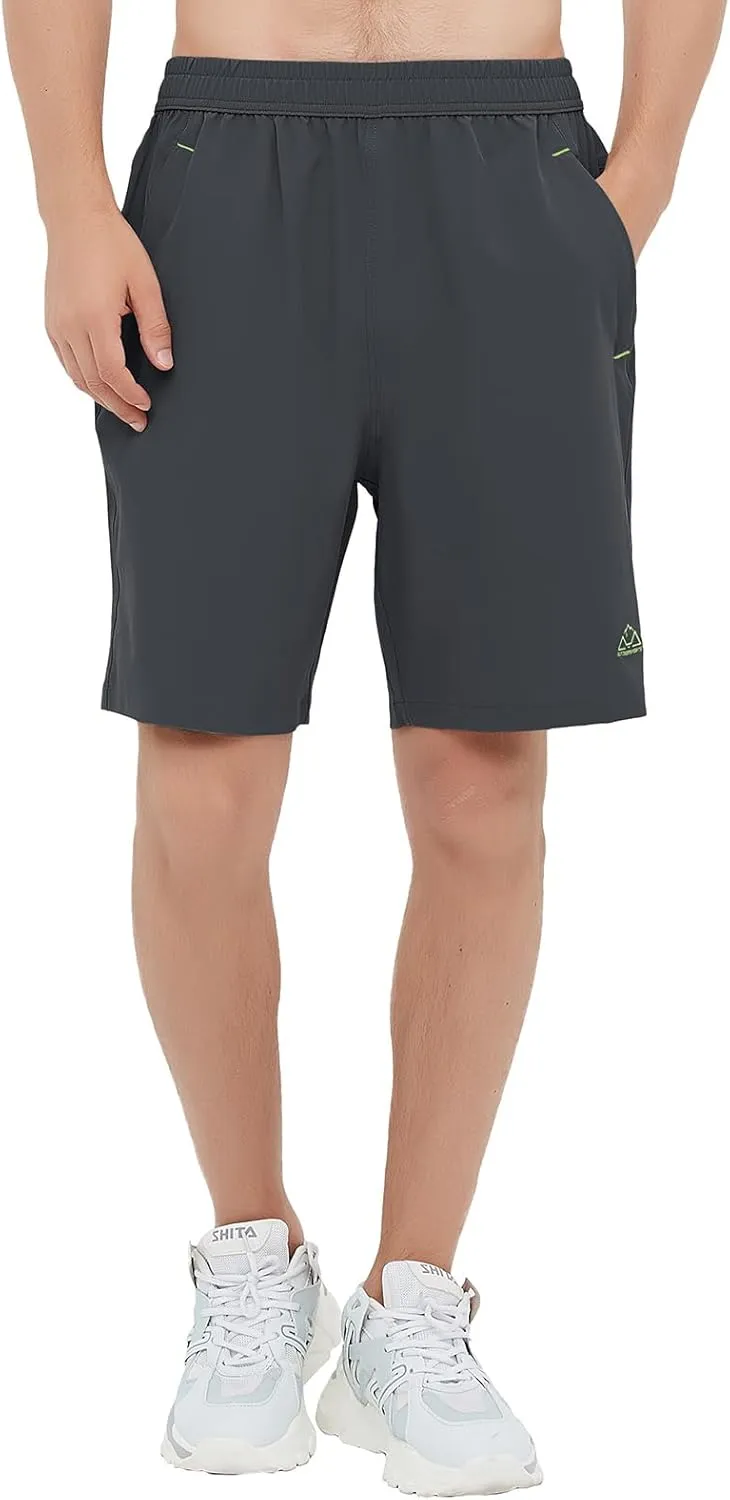 Rdruko Men's Quick Dry Hiking Shorts Lightweight Running Gym Outdoor Active Shorts with Zipper Pockets