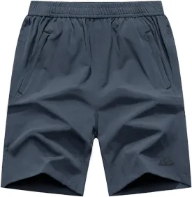 Rdruko Men's Quick Dry Hiking Shorts Lightweight Running Gym Outdoor Active Shorts with Zipper Pockets