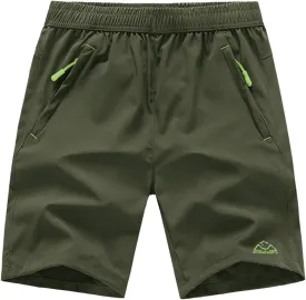 Rdruko Men's Quick Dry Hiking Shorts Lightweight Running Gym Outdoor Active Shorts with Zipper Pockets