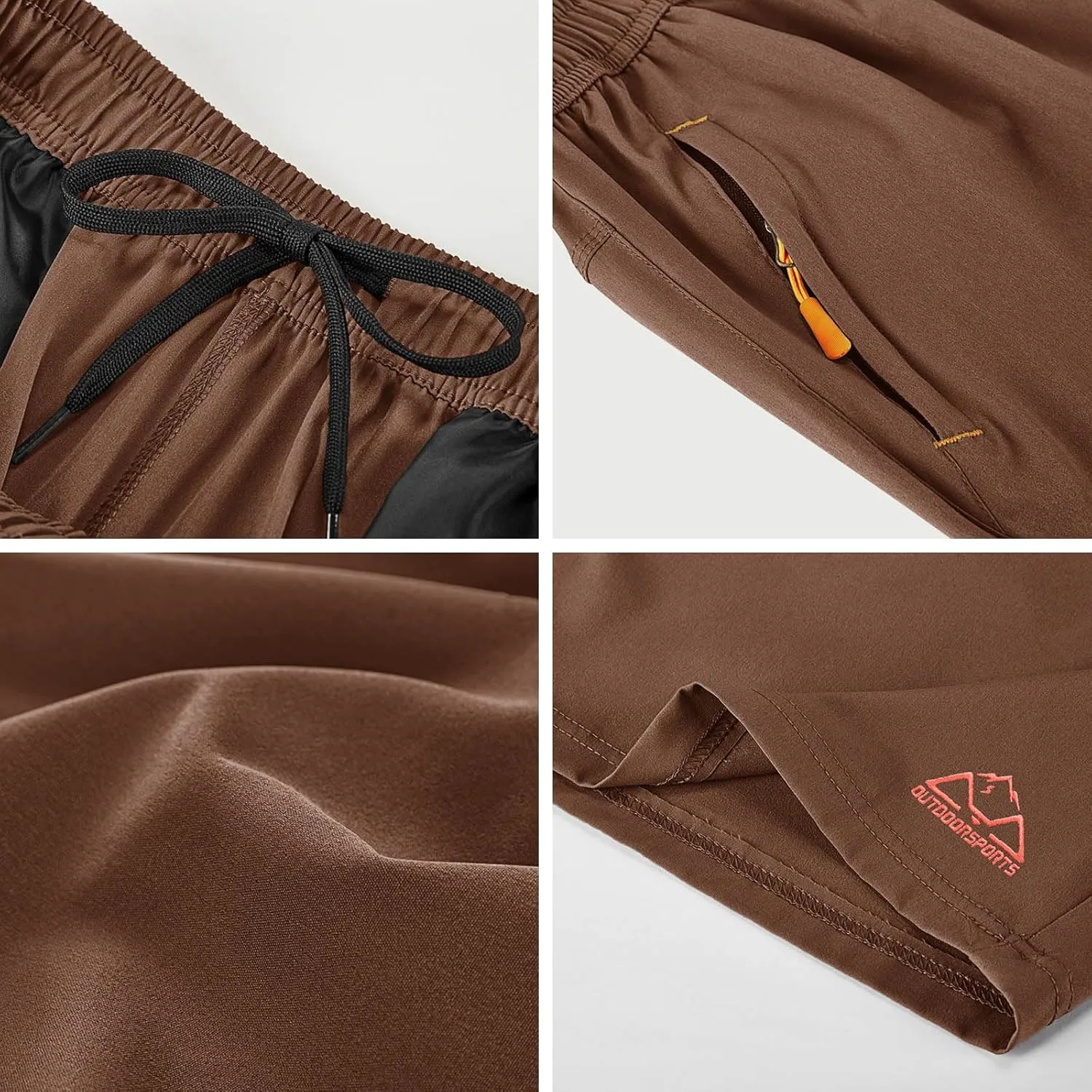 Rdruko Men's Quick Dry Hiking Shorts Lightweight Running Gym Outdoor Active Shorts with Zipper Pockets
