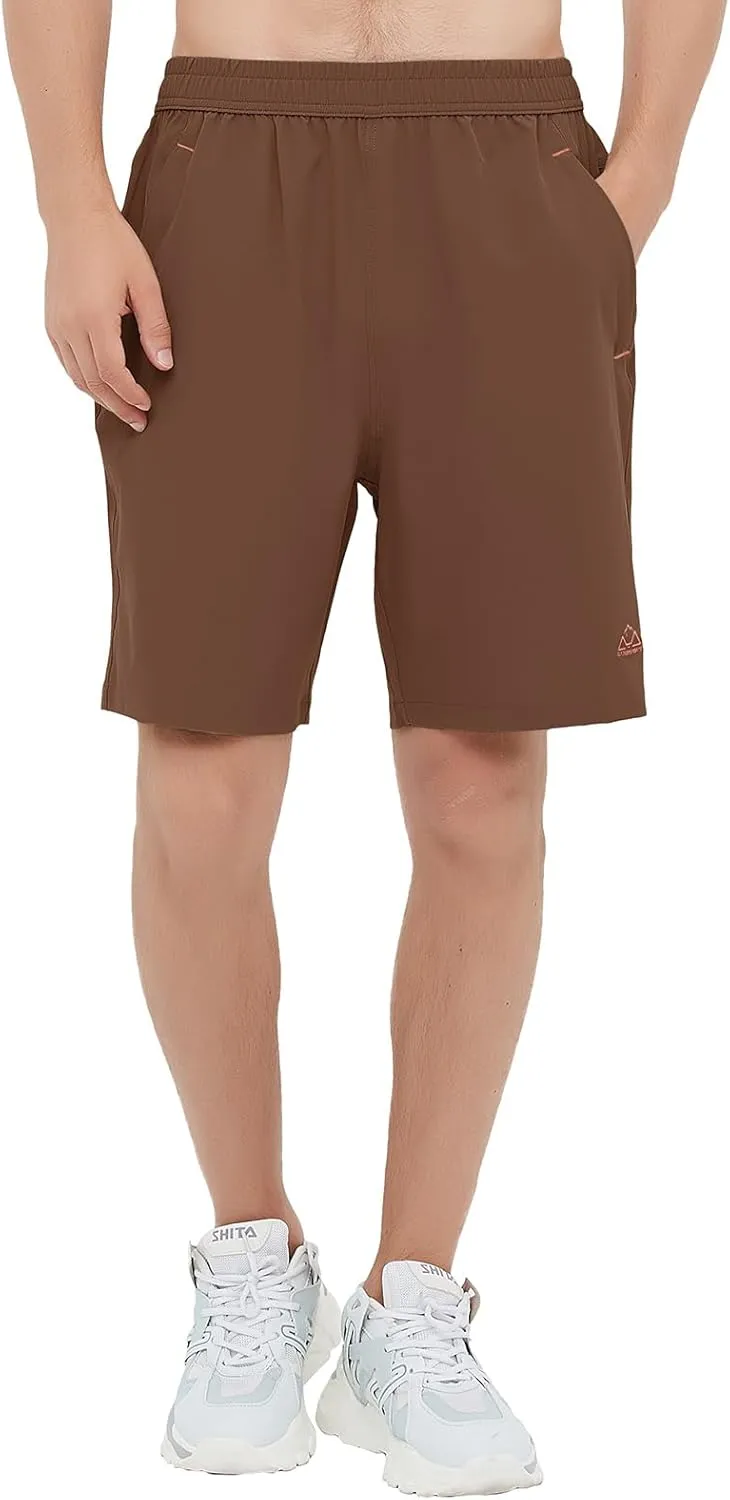 Rdruko Men's Quick Dry Hiking Shorts Lightweight Running Gym Outdoor Active Shorts with Zipper Pockets