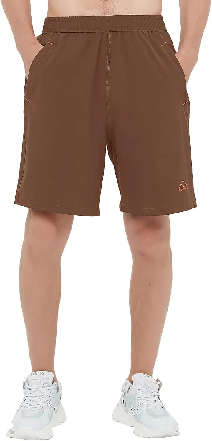 Rdruko Men's Quick Dry Hiking Shorts Lightweight Running Gym Outdoor Active Shorts with Zipper Pockets