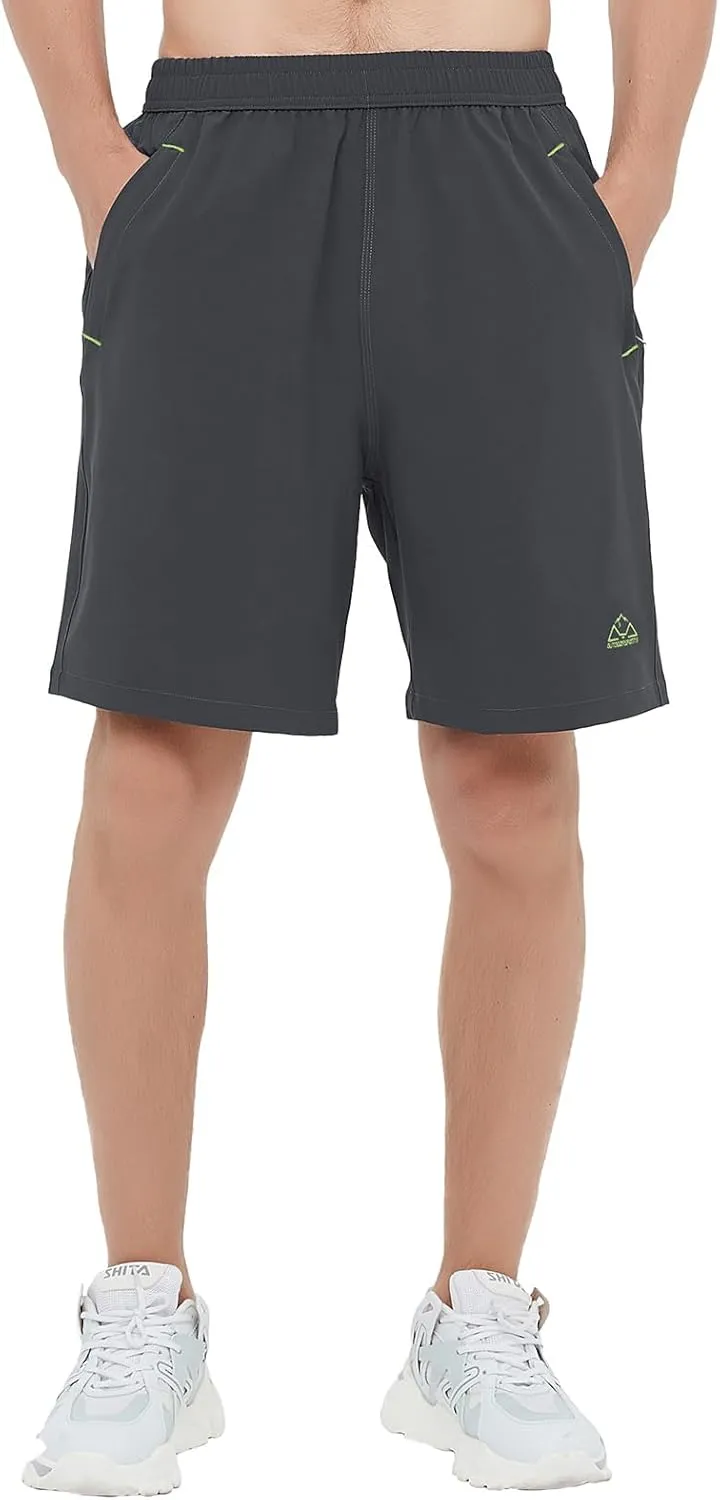 Rdruko Men's Quick Dry Hiking Shorts Lightweight Running Gym Outdoor Active Shorts with Zipper Pockets