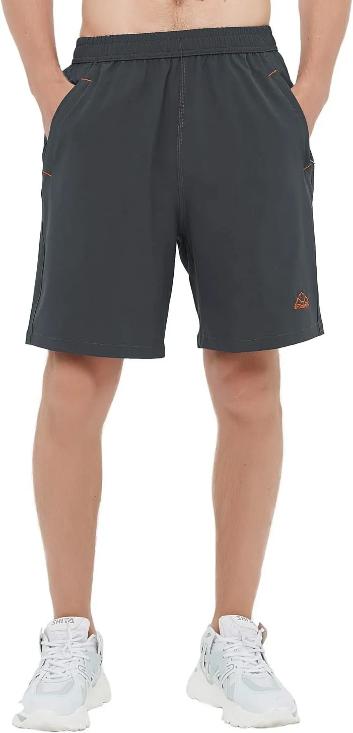 Rdruko Men's Quick Dry Hiking Shorts Lightweight Running Gym Outdoor Active Shorts with Zipper Pockets