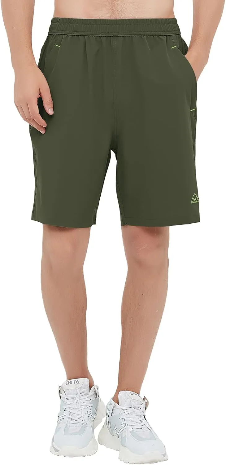 Rdruko Men's Quick Dry Hiking Shorts Lightweight Running Gym Outdoor Active Shorts with Zipper Pockets