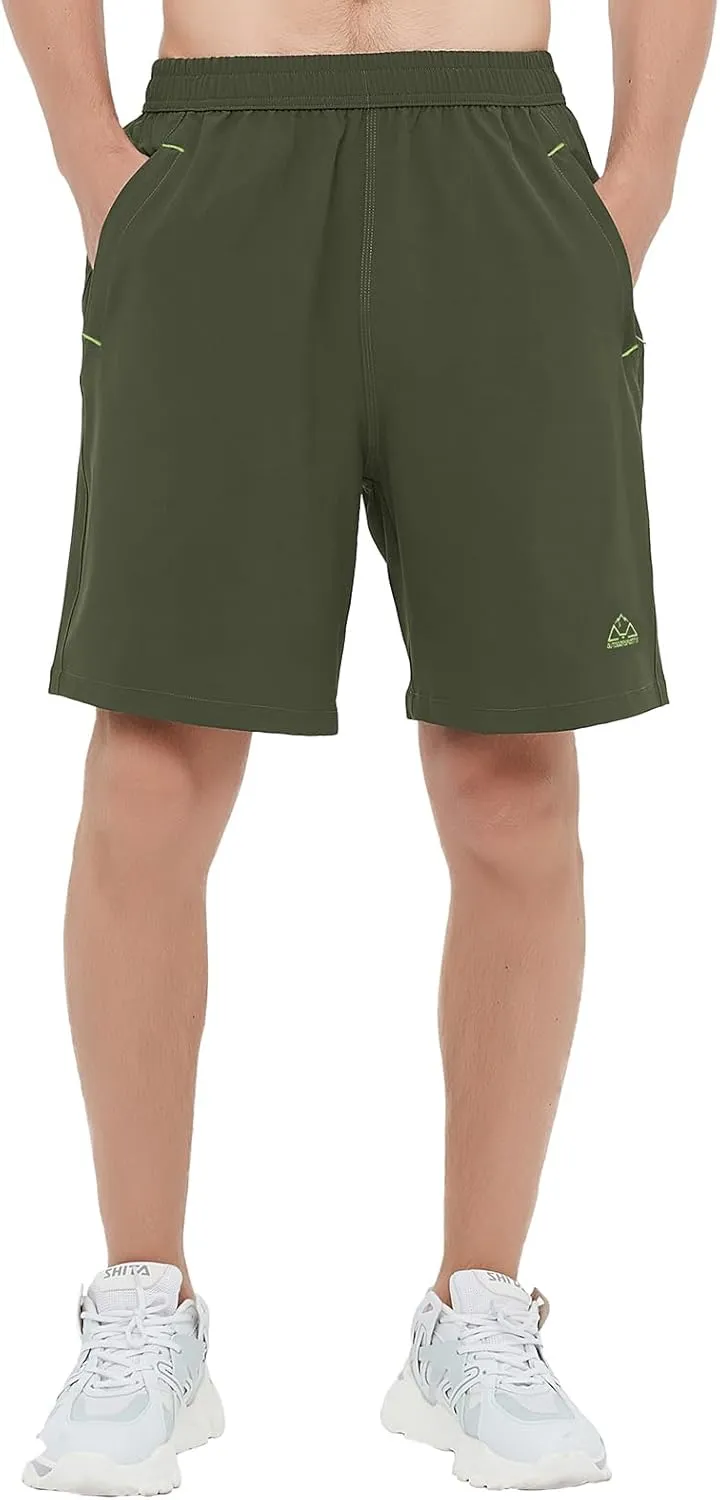 Rdruko Men's Quick Dry Hiking Shorts Lightweight Running Gym Outdoor Active Shorts with Zipper Pockets