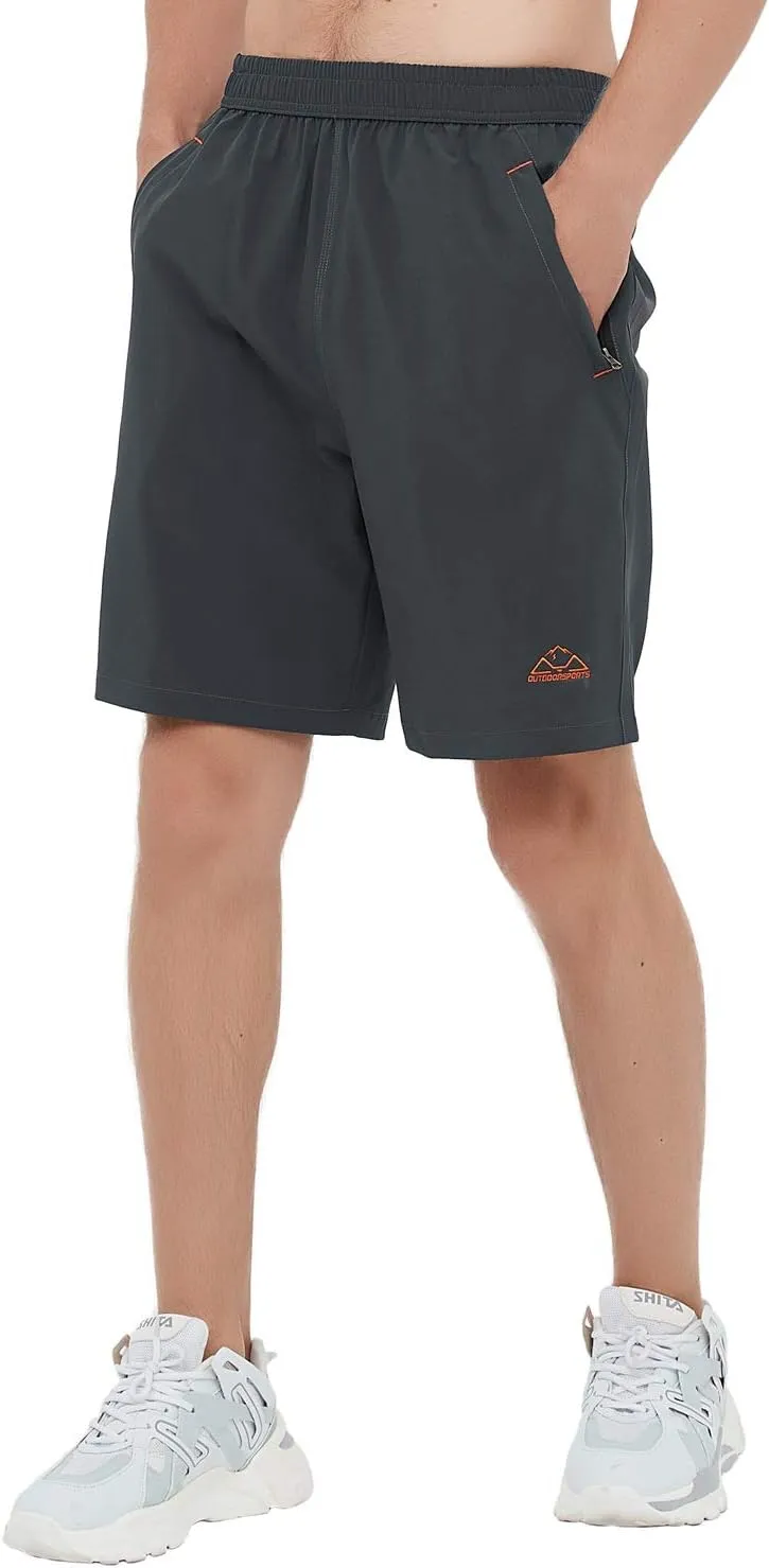 Rdruko Men's Quick Dry Hiking Shorts Lightweight Running Gym Outdoor Active Shorts with Zipper Pockets