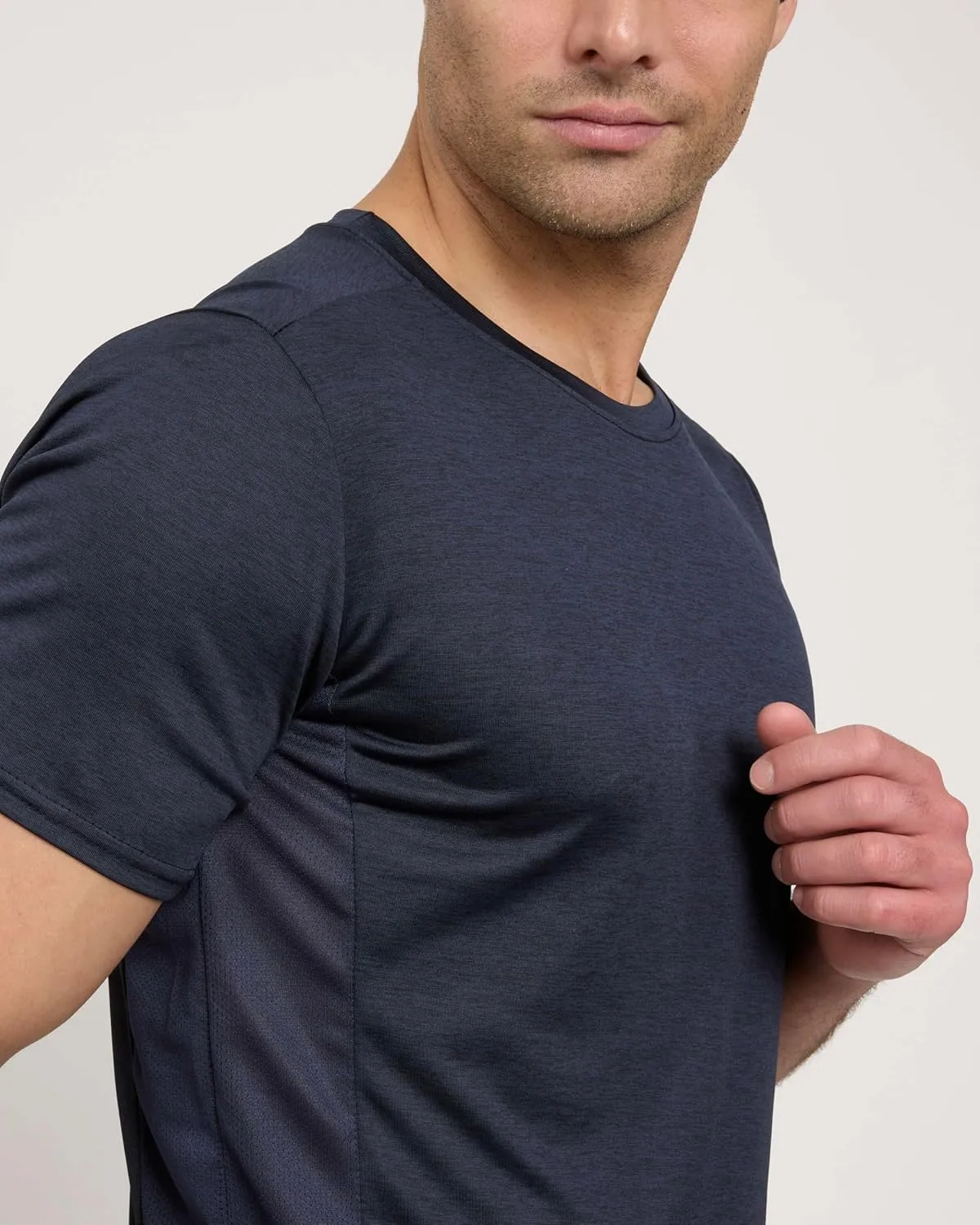 Real Essentials 5 Pack: Mens Short Sleeve Dry Fit Active Crew Neck T Shirt - Athletic Running Gym Workout Tee Tops