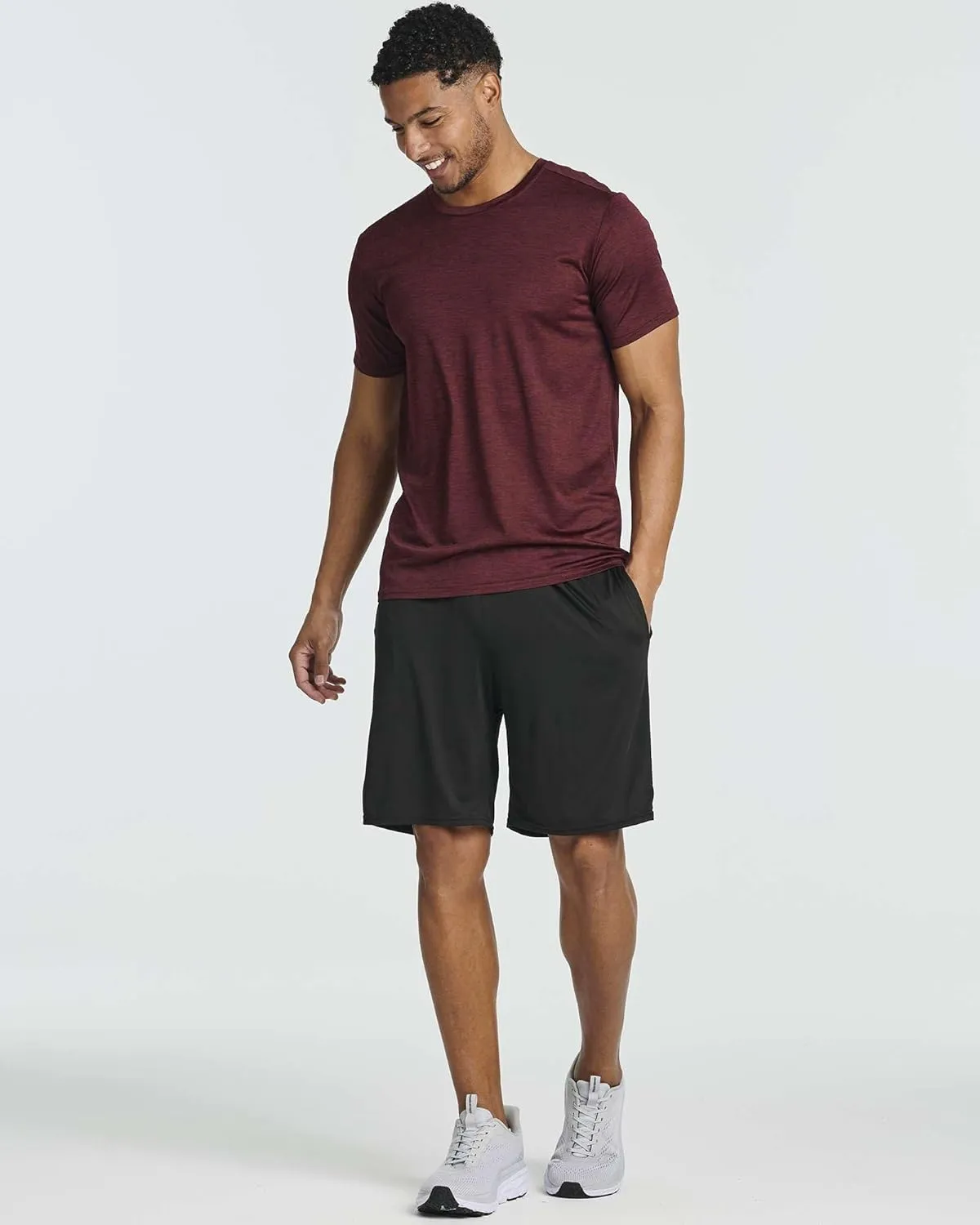 Real Essentials 5 Pack: Mens Short Sleeve Dry Fit Active Crew Neck T Shirt - Athletic Running Gym Workout Tee Tops