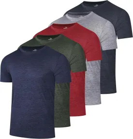 Real Essentials 5 Pack: Mens Short Sleeve Dry Fit Active Crew Neck T Shirt - Athletic Running Gym Workout Tee Tops