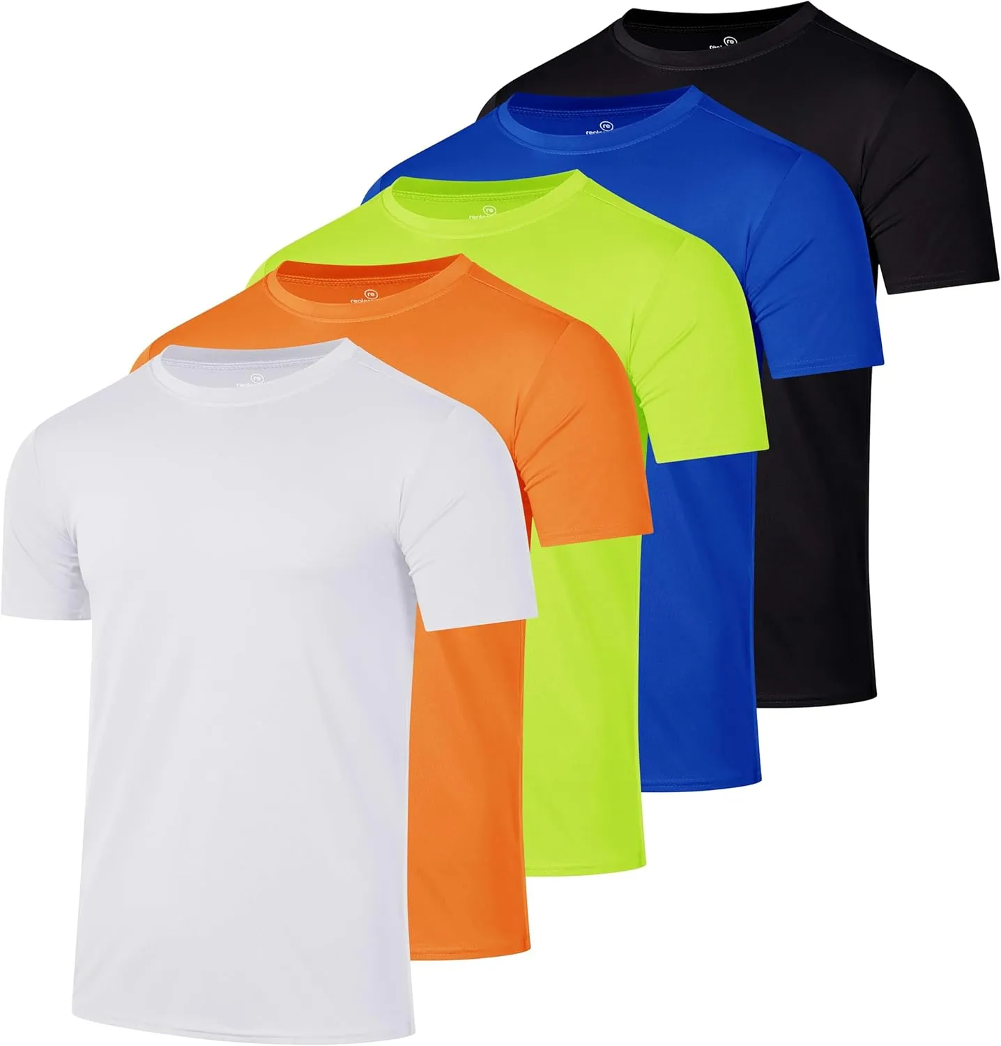 Real Essentials 5 Pack: Mens Short Sleeve Dry Fit Active Crew Neck T Shirt - Athletic Running Gym Workout Tee Tops