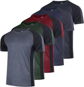 Real Essentials 5 Pack: Mens Short Sleeve Dry Fit Active Crew Neck T Shirt - Athletic Running Gym Workout Tee Tops