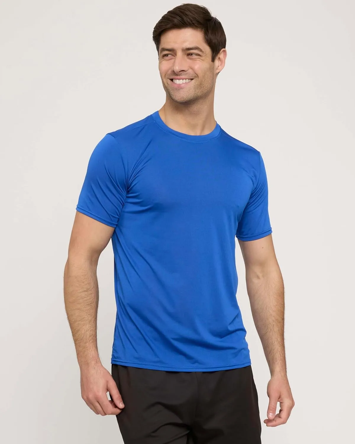 Real Essentials 5 Pack: Mens Short Sleeve Dry Fit Active Crew Neck T Shirt - Athletic Running Gym Workout Tee Tops
