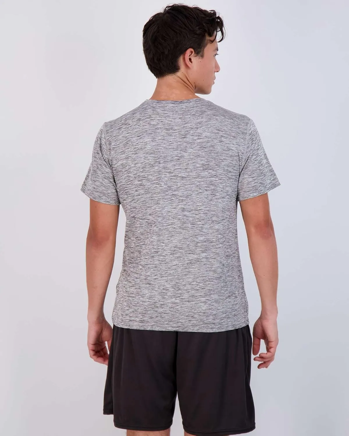 Real Essentials 5 Pack: Mens Short Sleeve Dry Fit Active Crew Neck T Shirt - Athletic Running Gym Workout Tee Tops