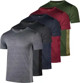 Real Essentials 5 Pack: Mens Short Sleeve Dry Fit Active Crew Neck T Shirt - Athletic Running Gym Workout Tee Tops