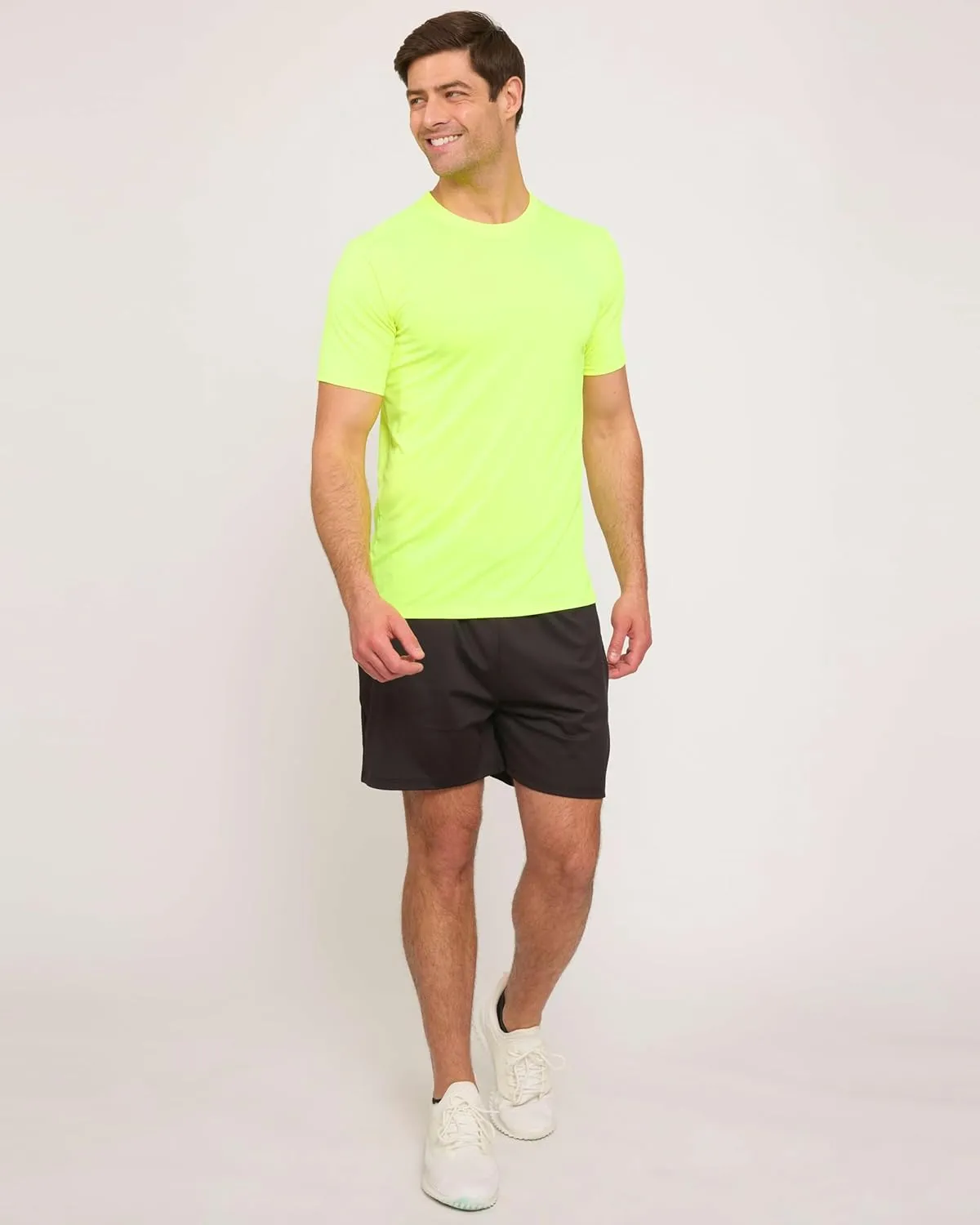 Real Essentials 5 Pack: Mens Short Sleeve Dry Fit Active Crew Neck T Shirt - Athletic Running Gym Workout Tee Tops
