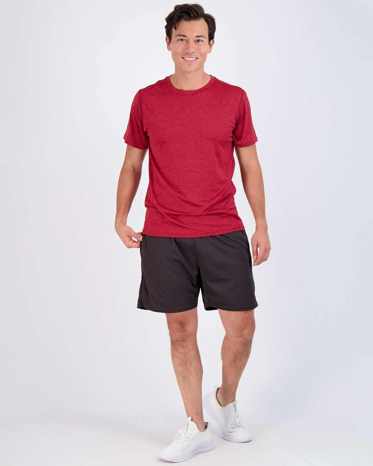 Real Essentials 5 Pack: Mens Short Sleeve Dry Fit Active Crew Neck T Shirt - Athletic Running Gym Workout Tee Tops