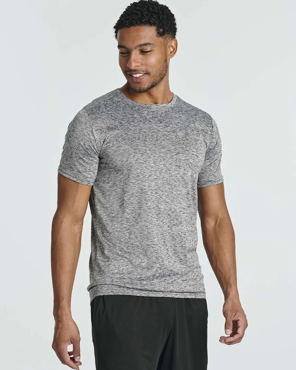 Real Essentials 5 Pack: Mens Short Sleeve Dry Fit Active Crew Neck T Shirt - Athletic Running Gym Workout Tee Tops