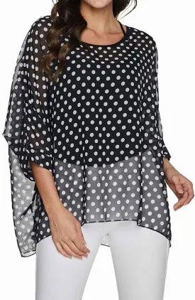 Rokou Women Chiffon Blouse Floral Batwing Sleeve Beach Cover Loose Tunic Shirt Tops