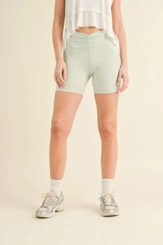 Ruched Waist Biker Shorts Mint
