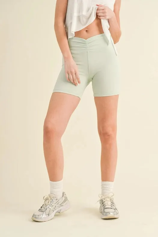 Ruched Waist Biker Shorts Mint