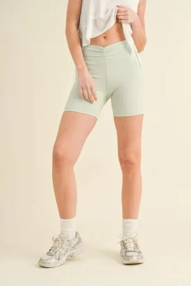 Ruched Waist Biker Shorts Mint