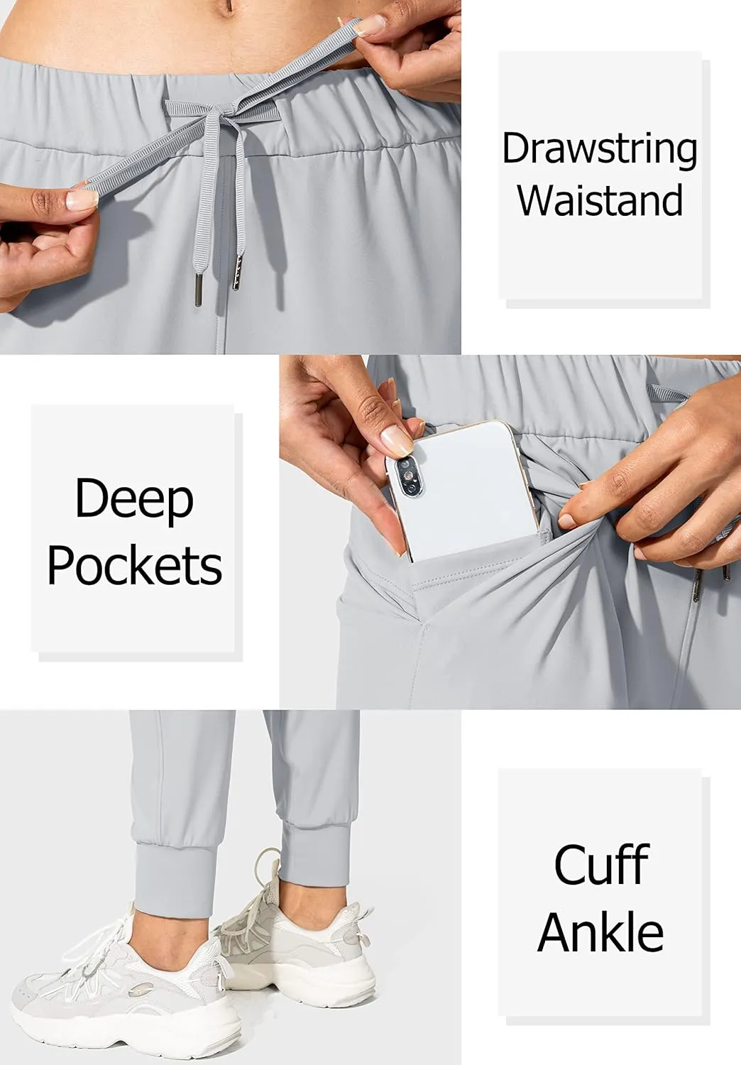 SANTINY Women's Joggers Pants Pockets Drawstring Running Sweatpants for Women Lounge Workout Jogging