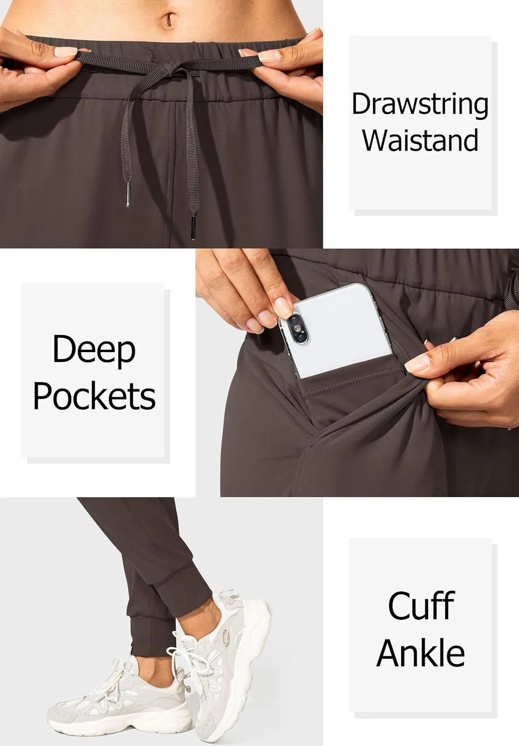 SANTINY Women's Joggers Pants Pockets Drawstring Running Sweatpants for Women Lounge Workout Jogging
