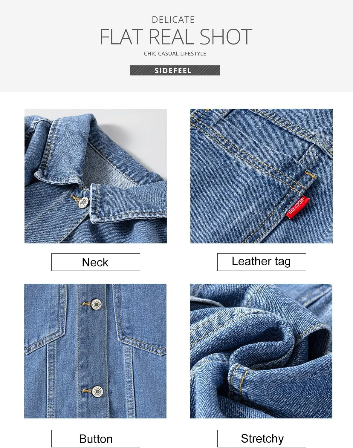 Sidefeel Women's Denim Jackets Casual Long Sleeve 2025 Spring Outfits Zimbaplatinum Jean Jacket