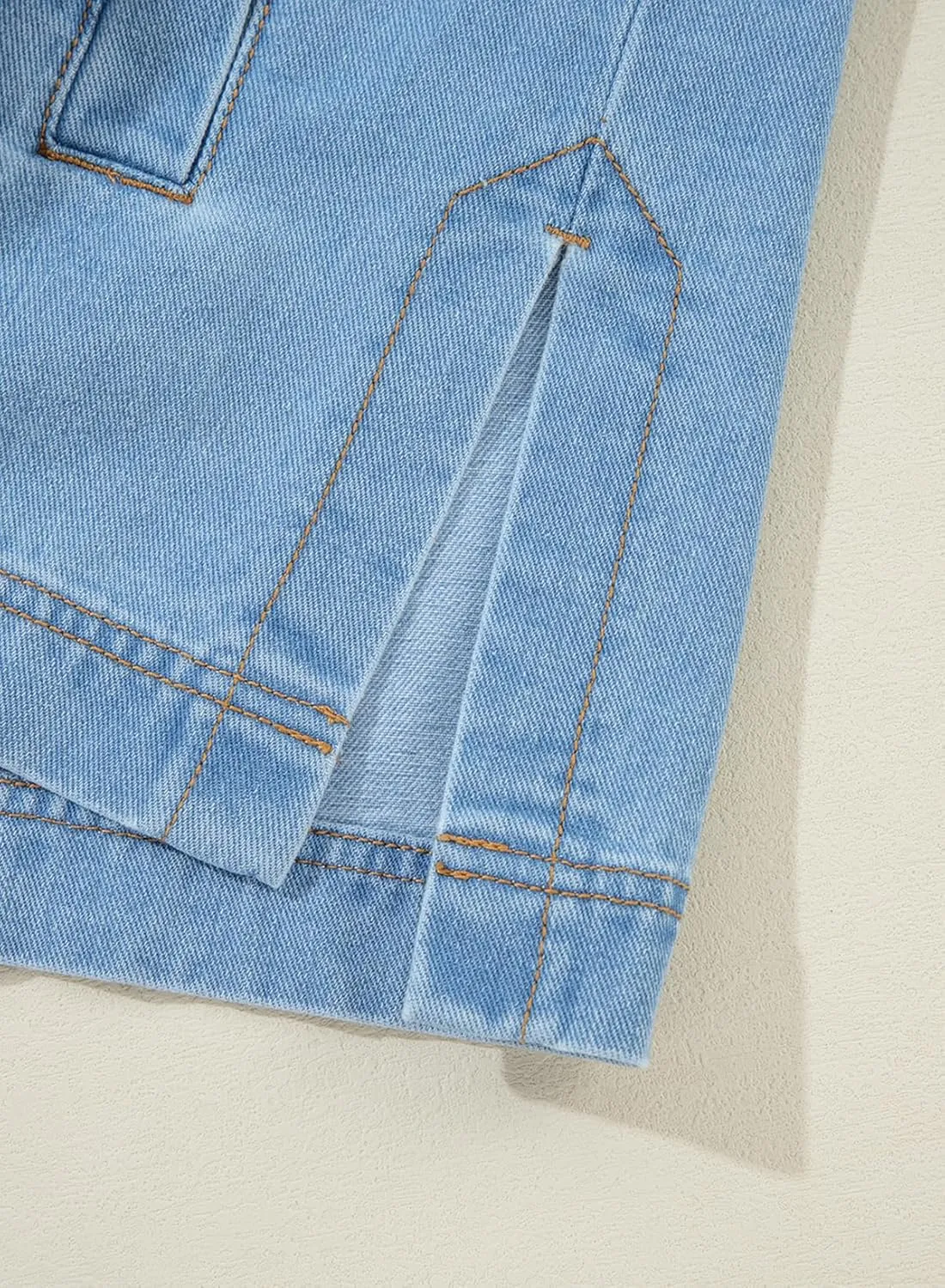 Sidefeel Women's Jean Jacket Oversized Boyfriend Button Up Long Sleeve Split Zimbaplatinum Denim Jackets