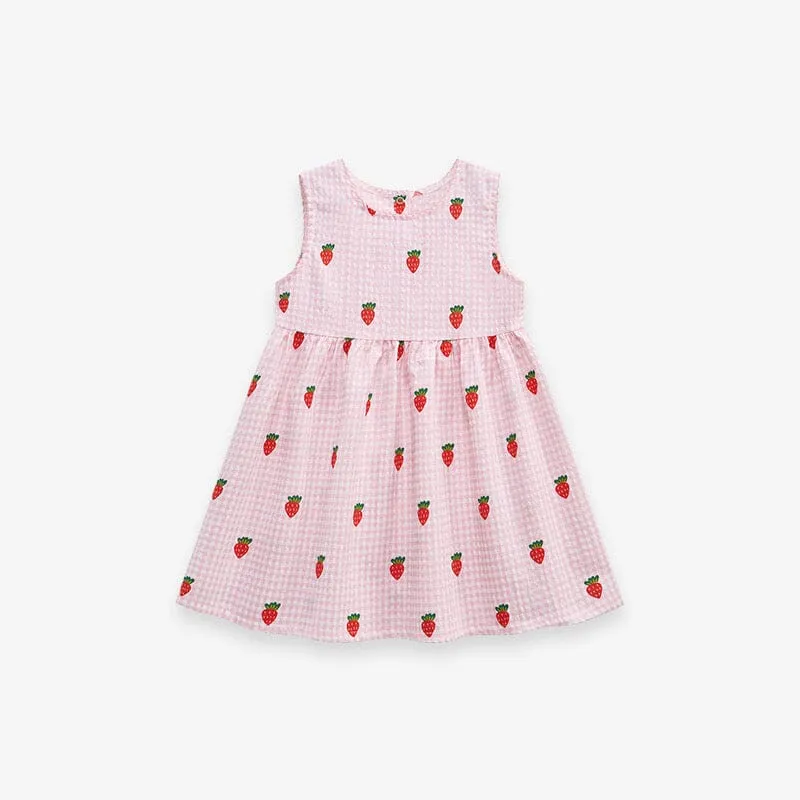 Strawberry Plaid Sleeveless Dress