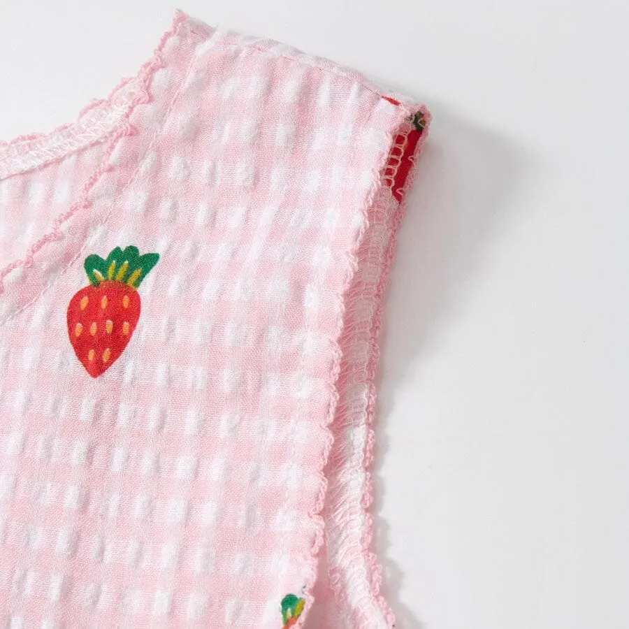 Strawberry Plaid Sleeveless Dress