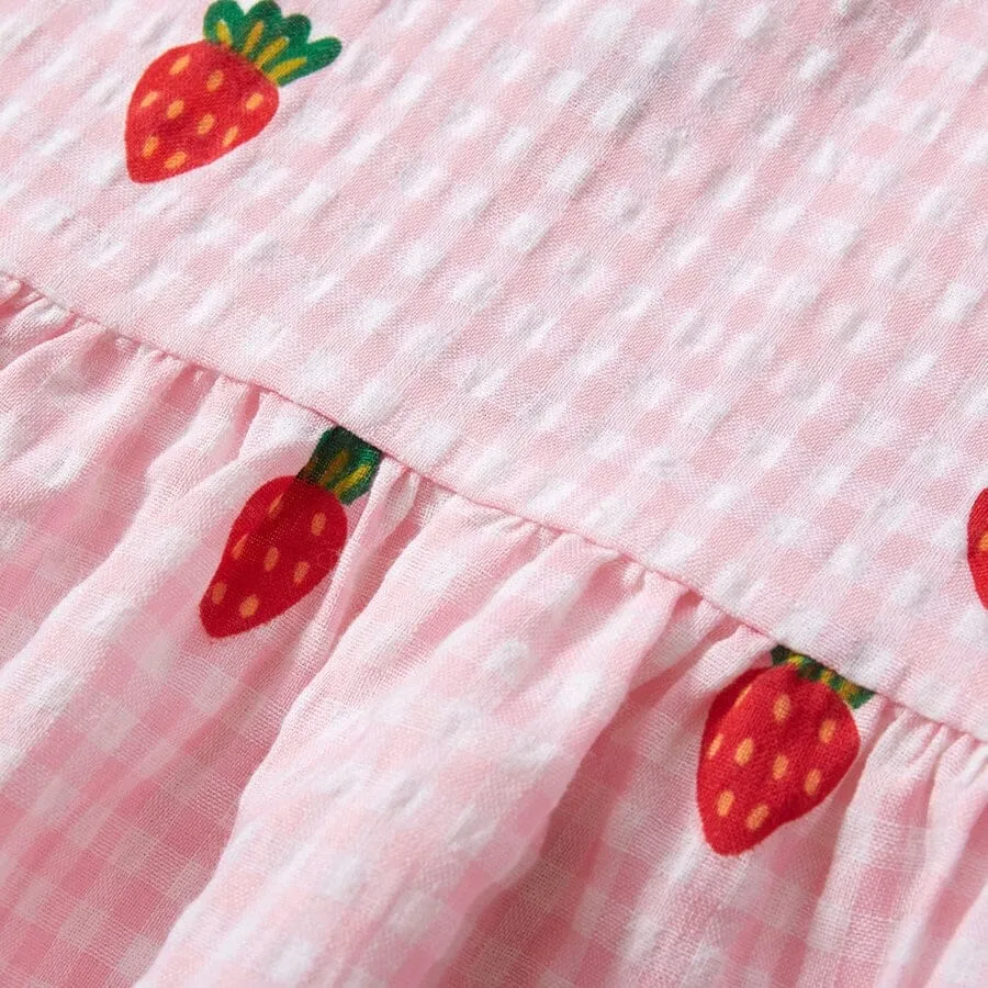 Strawberry Plaid Sleeveless Dress