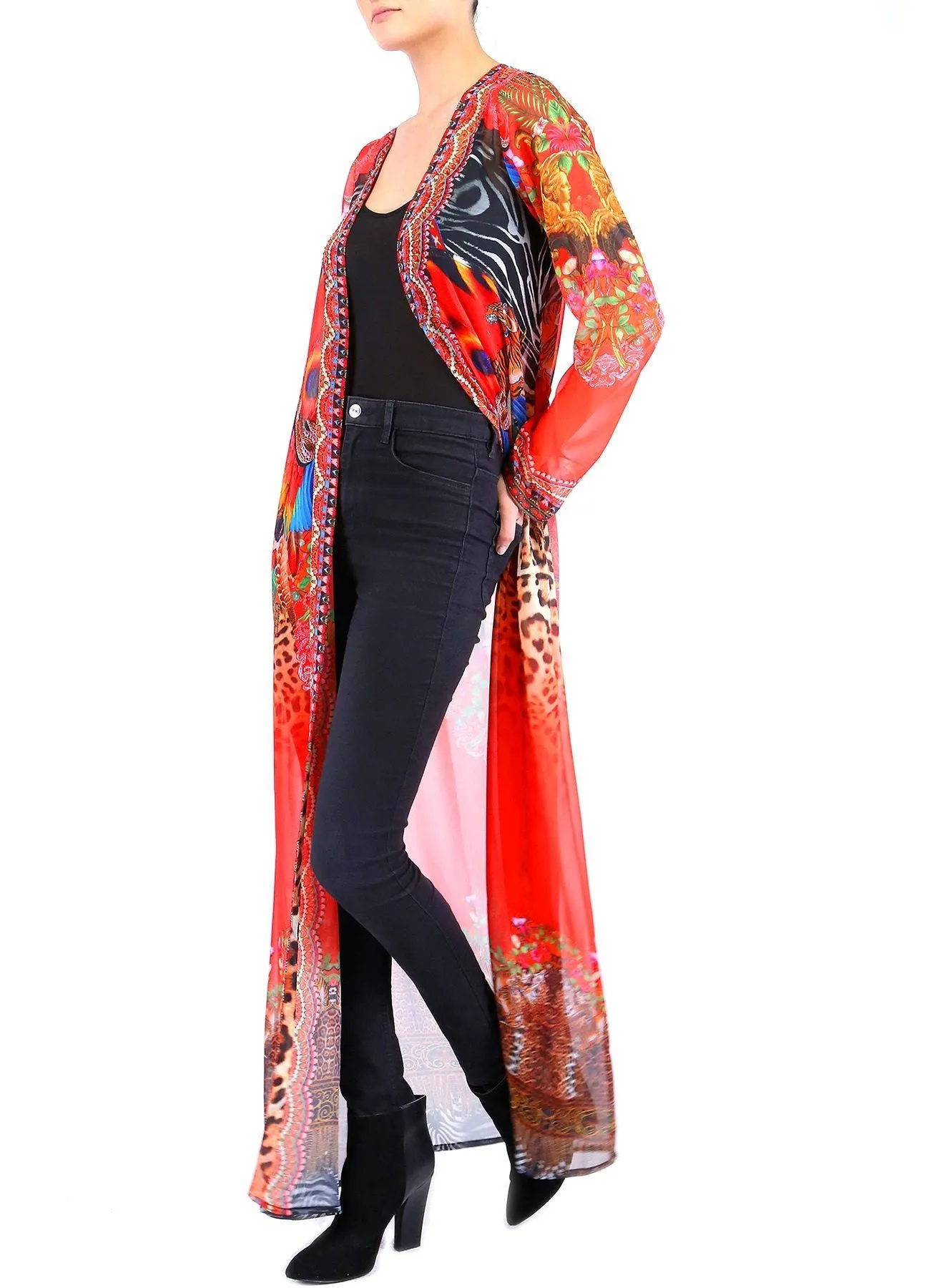 Sunset Long Kimono Cover Up
