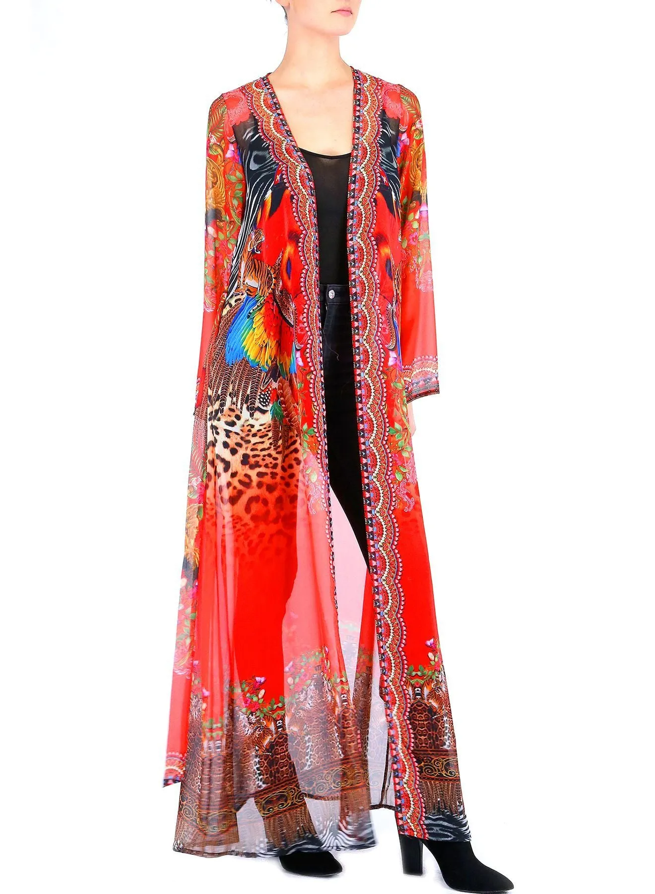 Sunset Long Kimono Cover Up