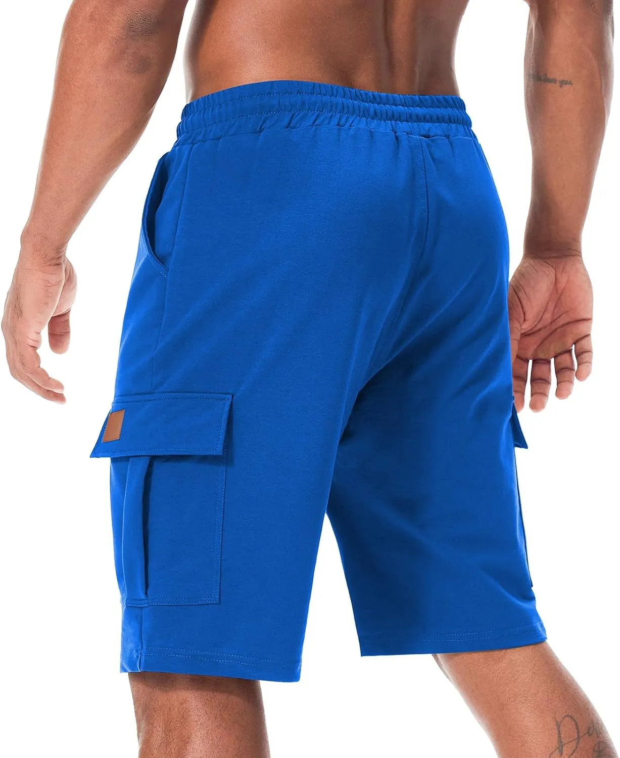 Suwangi Mens Cargo Athletic Shorts Flexible Elastic Waistband Loose Fit Shorts Outdoor Drawstring Multiple Pockets Shorts