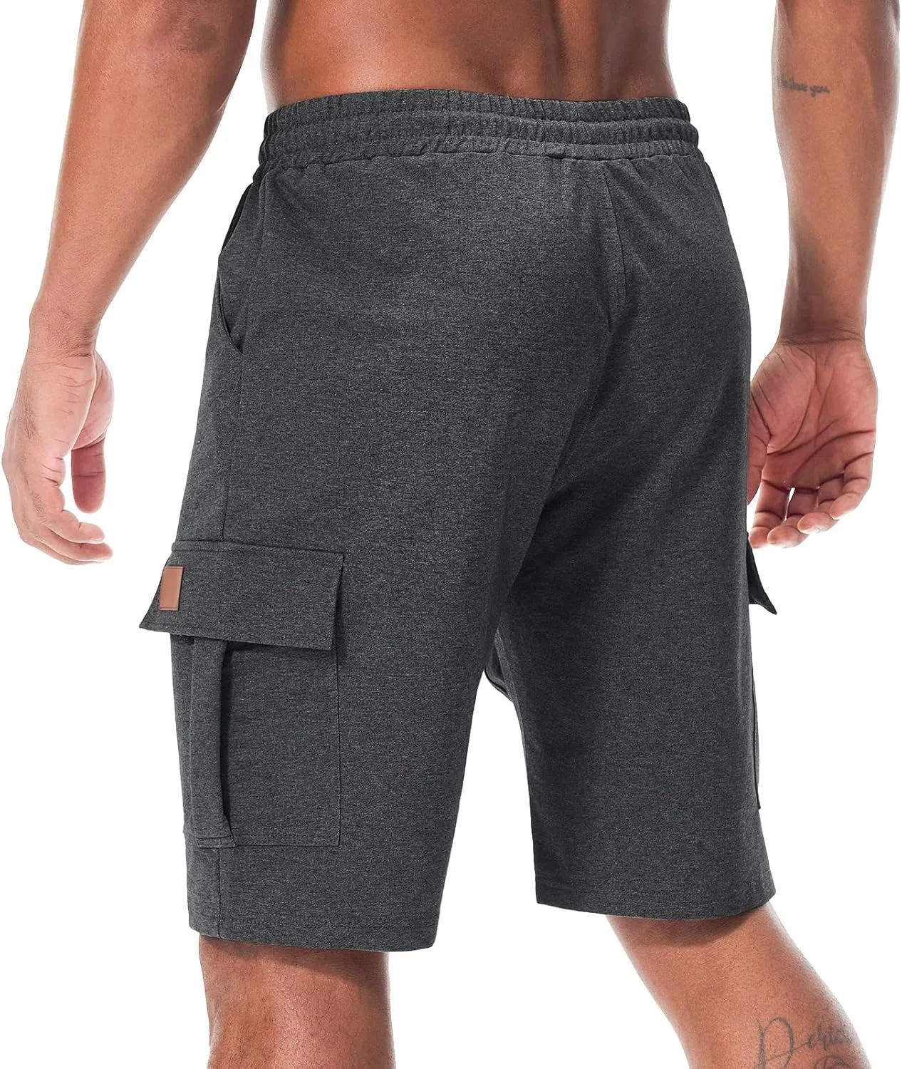 Suwangi Mens Cargo Athletic Shorts Flexible Elastic Waistband Loose Fit Shorts Outdoor Drawstring Multiple Pockets Shorts