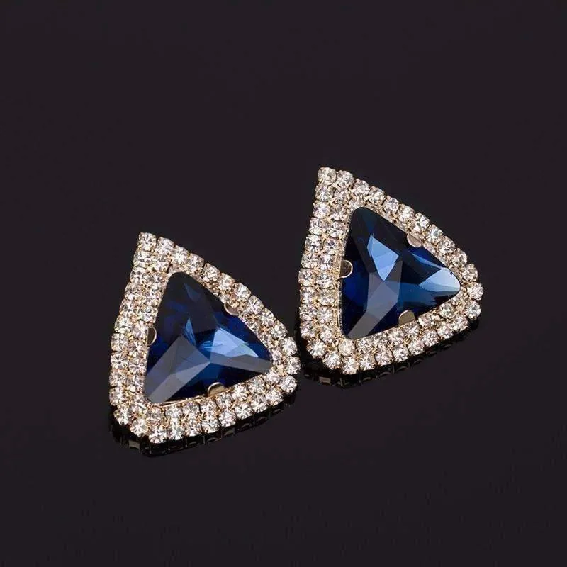 Waltzing Blue Bold Trillion Stone Stud Earrings