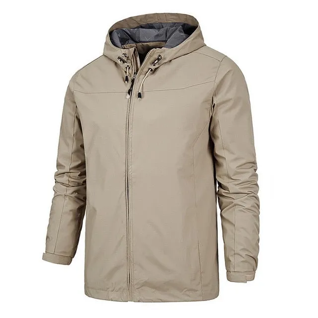 Waterproof and Windproof Warm Lightweight Hooded Male Sportswear Coat